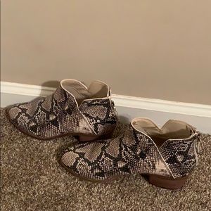 Snake skin ankle boots